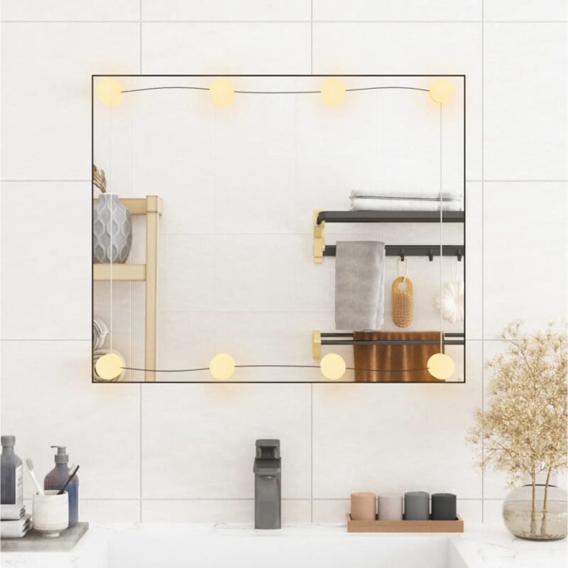 Zidno ogledalo s LED svjetlima 50 x 60 cm stakleno pravokutno - Slika 3