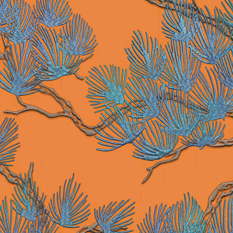 DUTCH WALLCOVERINGS zidna tapeta s uzorkom bora plavo-narančasta - Slika 3