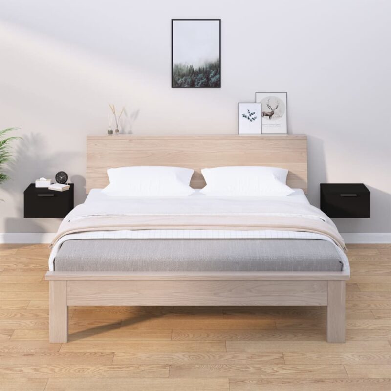 Zidni noćni ormarići 2 kom crni 34 x 30 x 20 cm - Slika 3