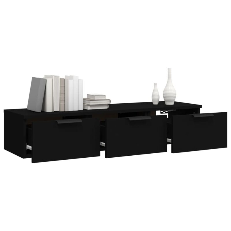 Zidni ormarić crni 102 x 30 x 20 cm od konstruiranog drva - Slika 4