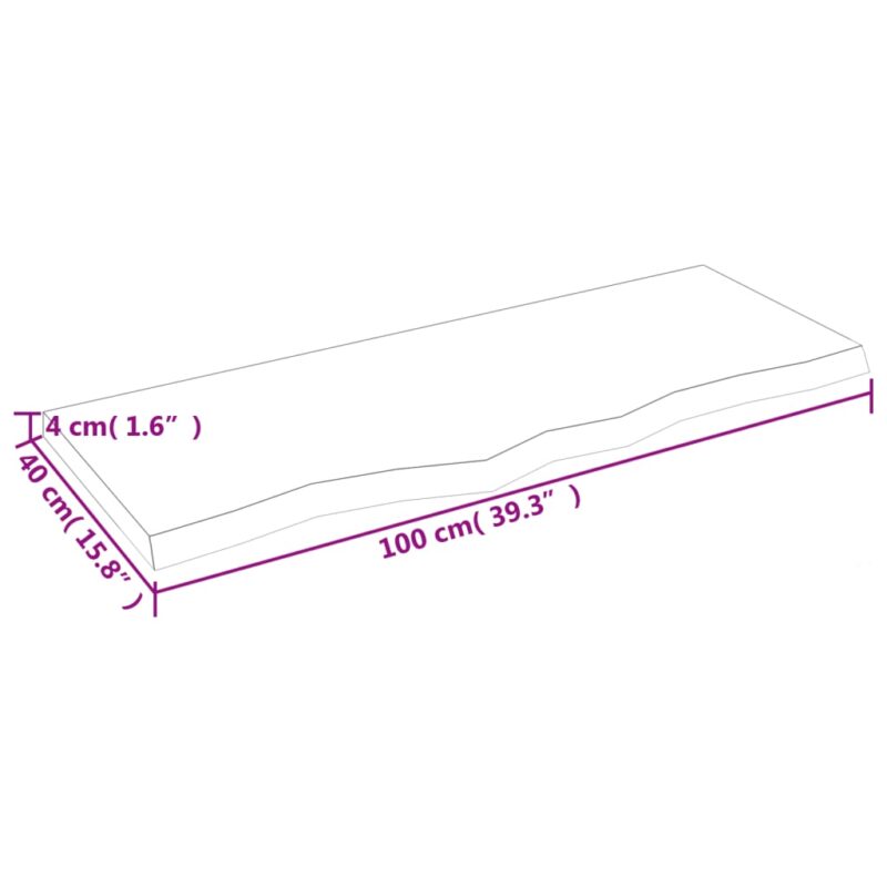 Zidna polica svjetlosmeđa 100x40x4 cm od obrađene hrastovine - Slika 4