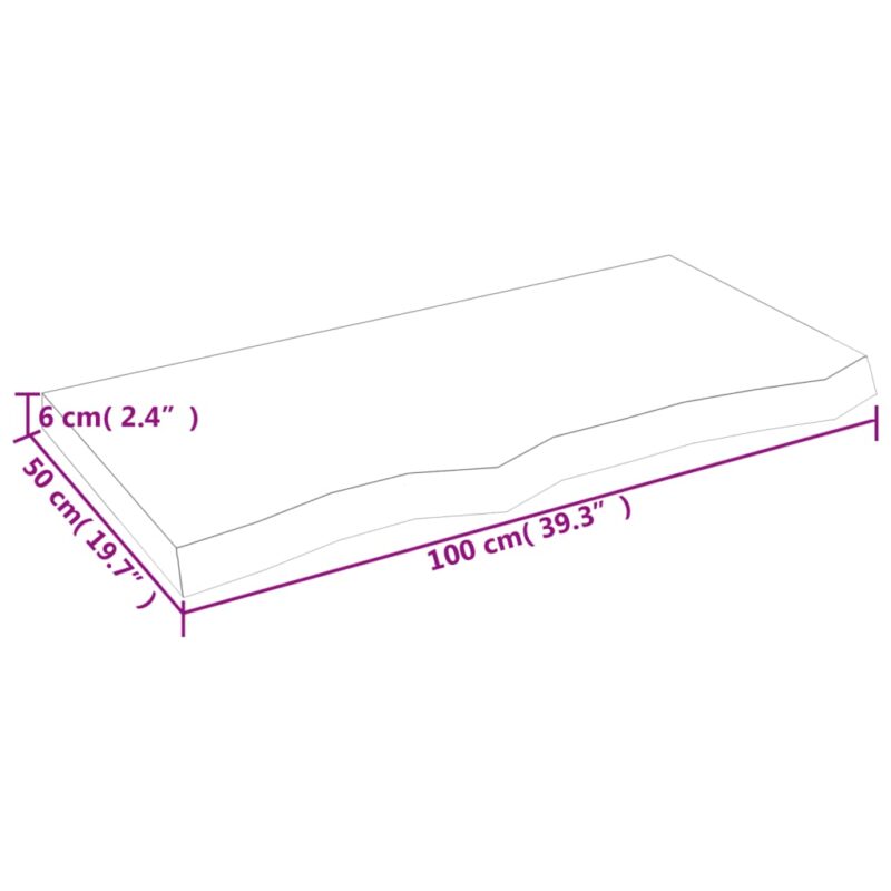 Zidna polica svjetlosmeđa 100x50x6 cm od obrađene hrastovine - Slika 4