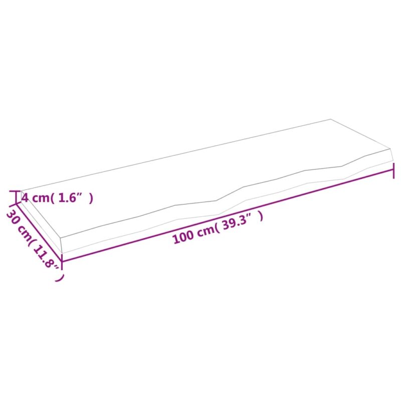 Zidna polica tamnosiva 100 x 30 x 4 cm od obrađene hrastovine - Slika 4