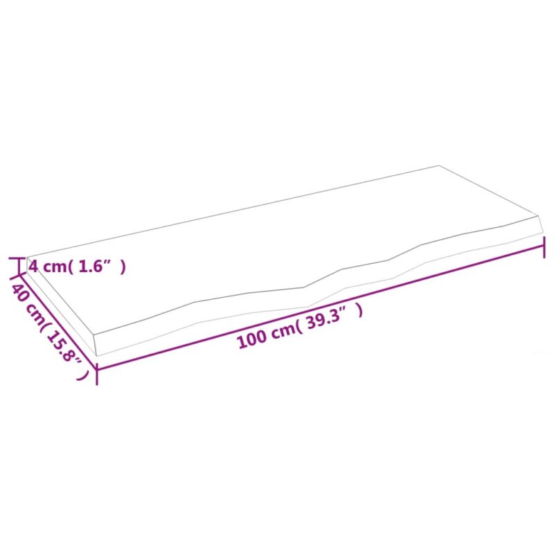 Zidna polica tamnosiva 100 x 40 x 4 cm od obrađene hrastovine - Slika 4