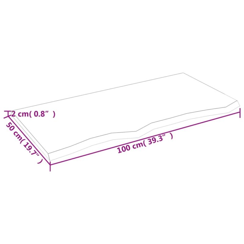 Zidna polica tamnosiva 100 x 50 x 2 cm od obrađene hrastovine - Slika 4