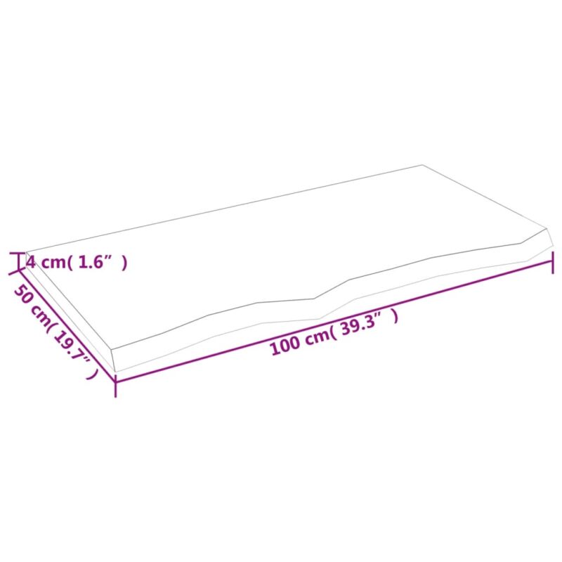 Zidna polica tamnosiva 100 x 50 x 4 cm od obrađene hrastovine - Slika 4