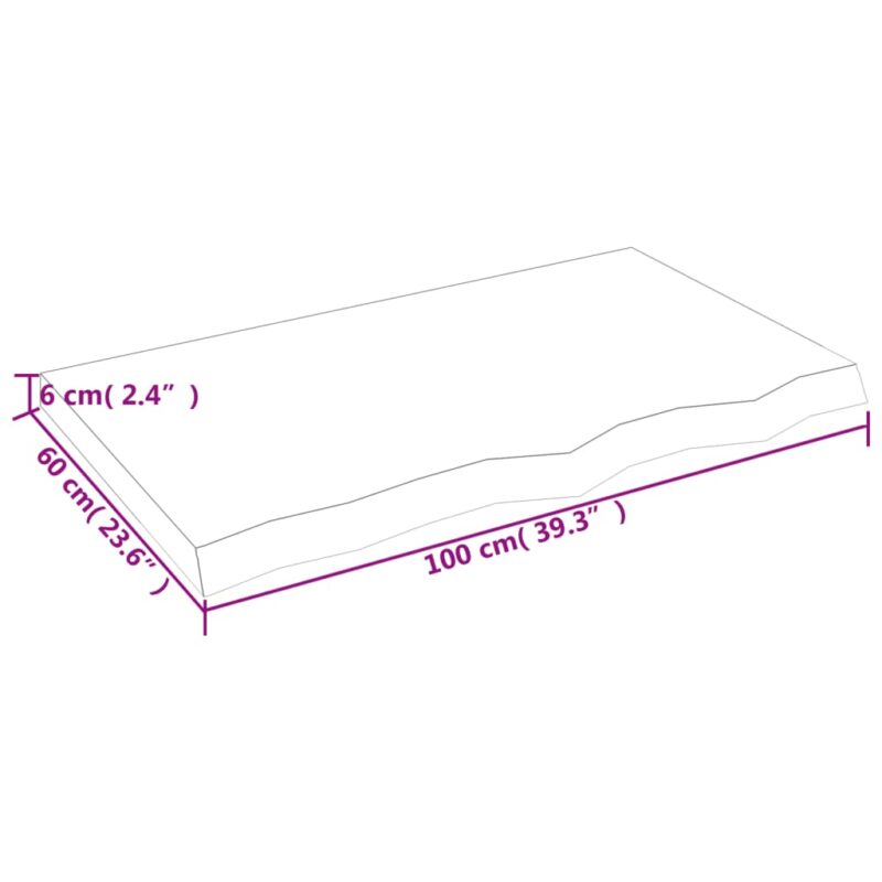 Zidna polica tamnosiva 100 x 60 x 6 cm od obrađene hrastovine - Slika 4