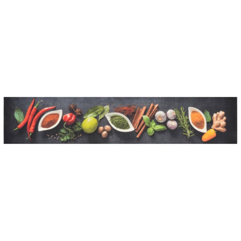 Kuhinjski tepih perivi s uzorkom začina 60 x 300 cm baršunasti