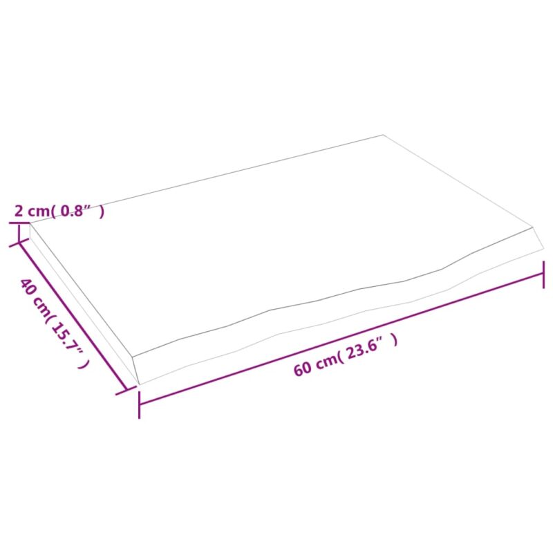Zidna polica svjetlosmeđa 60 x 40 x 2 cm od obrađene hrastovine - Slika 4