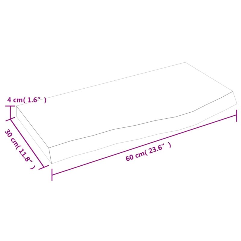 Zidna polica svjetlosmeđa 60x30x4 cm od obrađene hrastovine - Slika 4