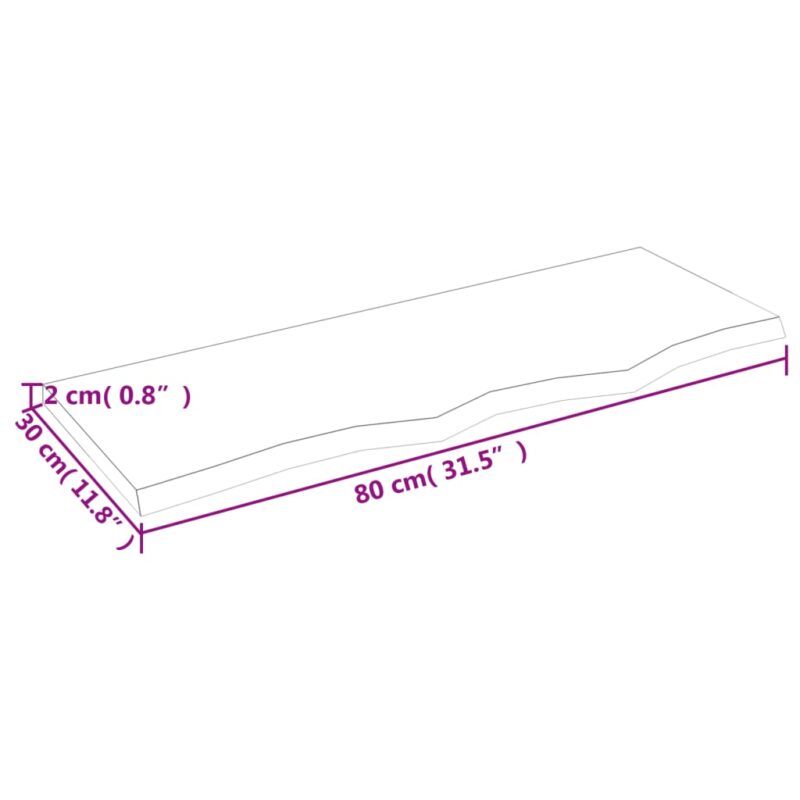 Zidna polica svjetlosmeđa 80 x 30 x 2 cm od obrađene hrastovine - Slika 4