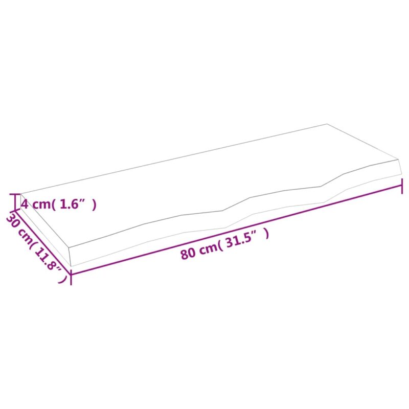 Zidna polica svjetlosmeđa 80 x 30 x 4 cm od obrađene hrastovine - Slika 4