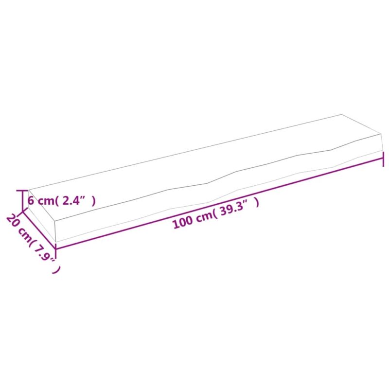 Zidna polica tamnosiva 100 x 20 x 6 cm od obrađene hrastovine - Slika 4