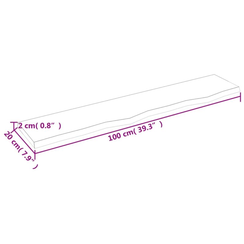 Zidna polica tamnosiva 100x20x2 cm obrađena masivna hrastovina - Slika 4