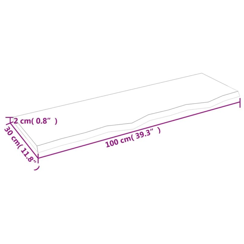 Zidna polica tamnosiva 100x30x2 cm obrađena masivna hrastovina - Slika 4