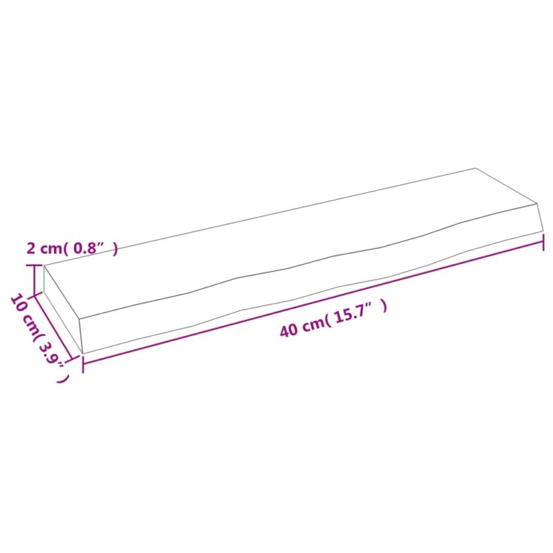 Zidna polica tamnosiva 40 x 10 x 2 cm od obrađene hrastovine - Slika 4