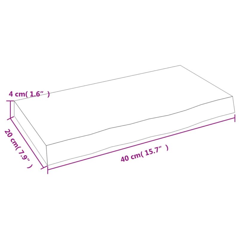 Zidna polica tamnosiva 40x20x4 cm od obrađene hrastovine - Slika 4