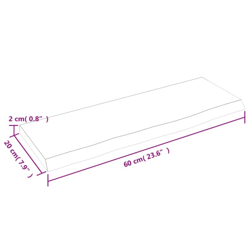 Zidna polica tamnosiva 60 x 20 x 2 cm od obrađene hrastovine - Slika 4
