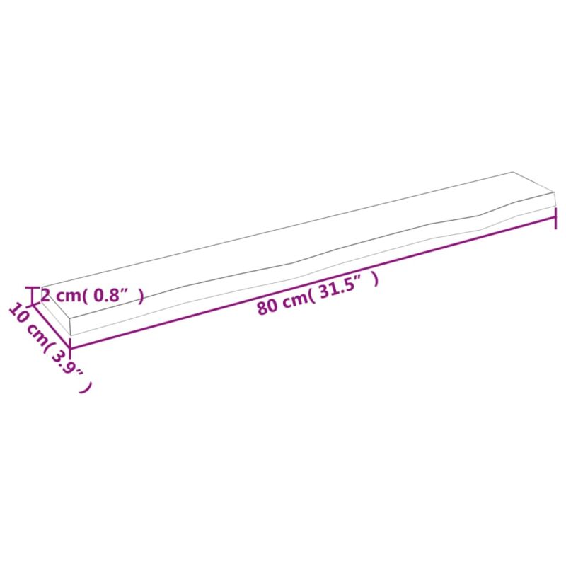 Zidna polica tamnosiva 80 x 10 x 2 cm od obrađene hrastovine - Slika 4