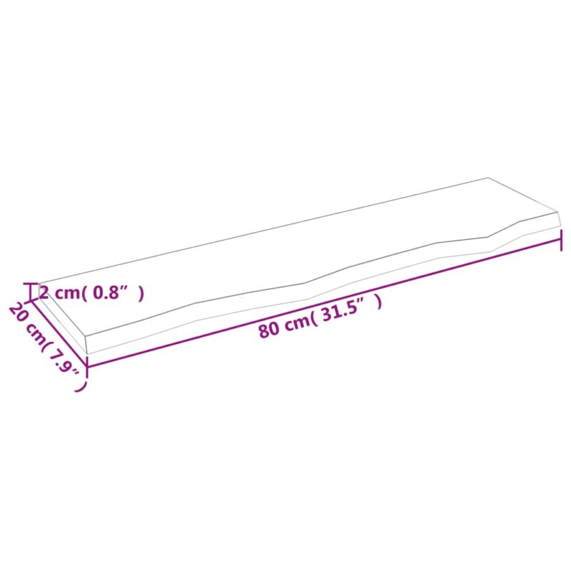 Zidna polica tamnosiva 80x20x2 cm od obrađene hrastovine - Slika 4