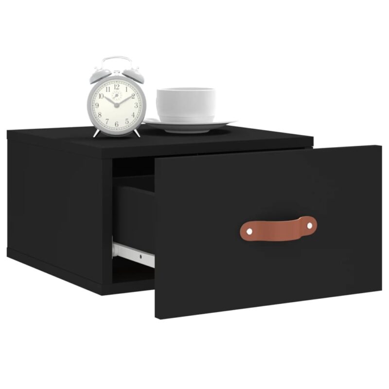 Zidni noćni ormarići 2 kom Crna 35 x 35 x 20 cm - Slika 4