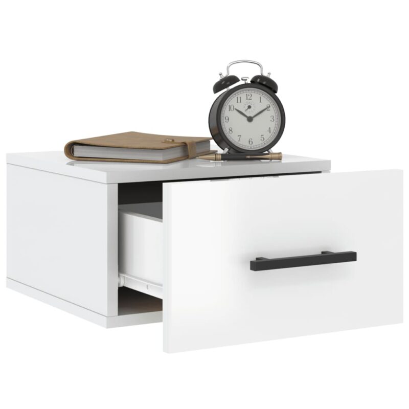 Zidni noćni ormarići 2 kom visoki sjaj bijeli 35x35x20 cm - Slika 4