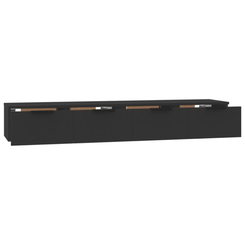 Zidni ormarići 2 kom crni 68 x 30 x 20 cm od konstruiranog drva - Slika 4