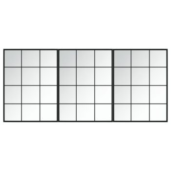 Zidna ogledala 3 kom crna 80x60 cm metalna