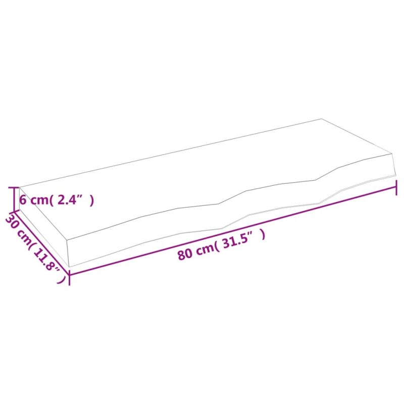 Zidna polica svjetlosmeđa 80 x 30 x 6 cm od obrađene hrastovine - Slika 4
