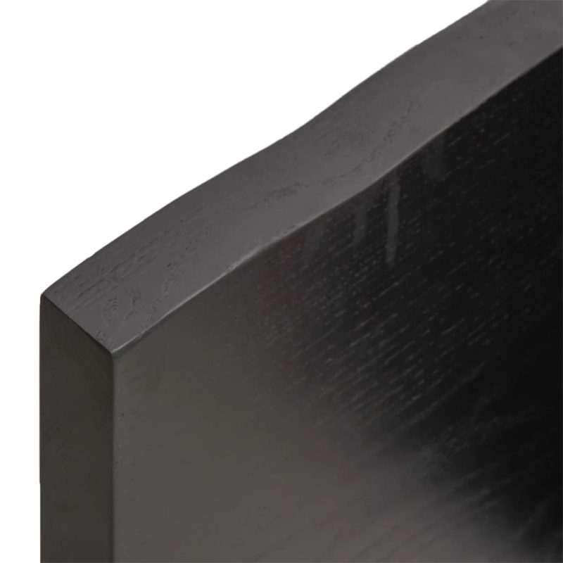 Zidna polica tamnosiva 180x60x4 cm od obrađene hrastovine - Slika 4