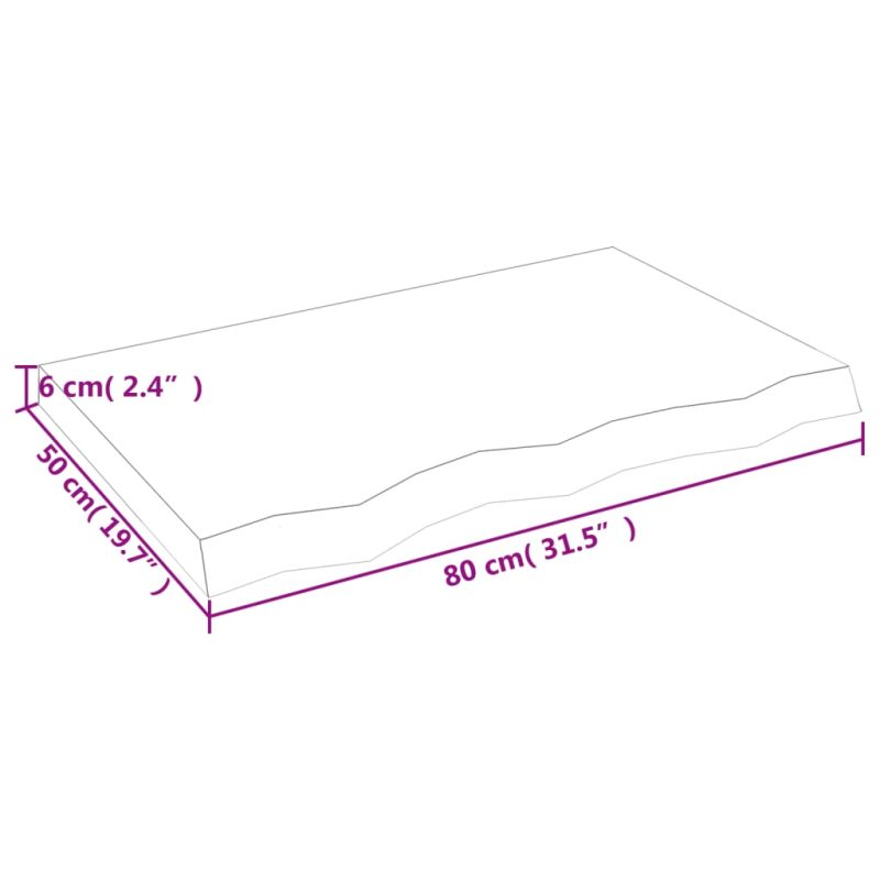 Zidna polica tamnosiva 80 x 50 x 6 cm od obrađene hrastovine - Slika 4