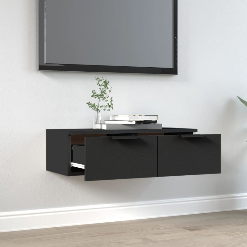 Zidni ormarić crni 68 x 30 x 20 cm od konstruiranog drva - Slika 3
