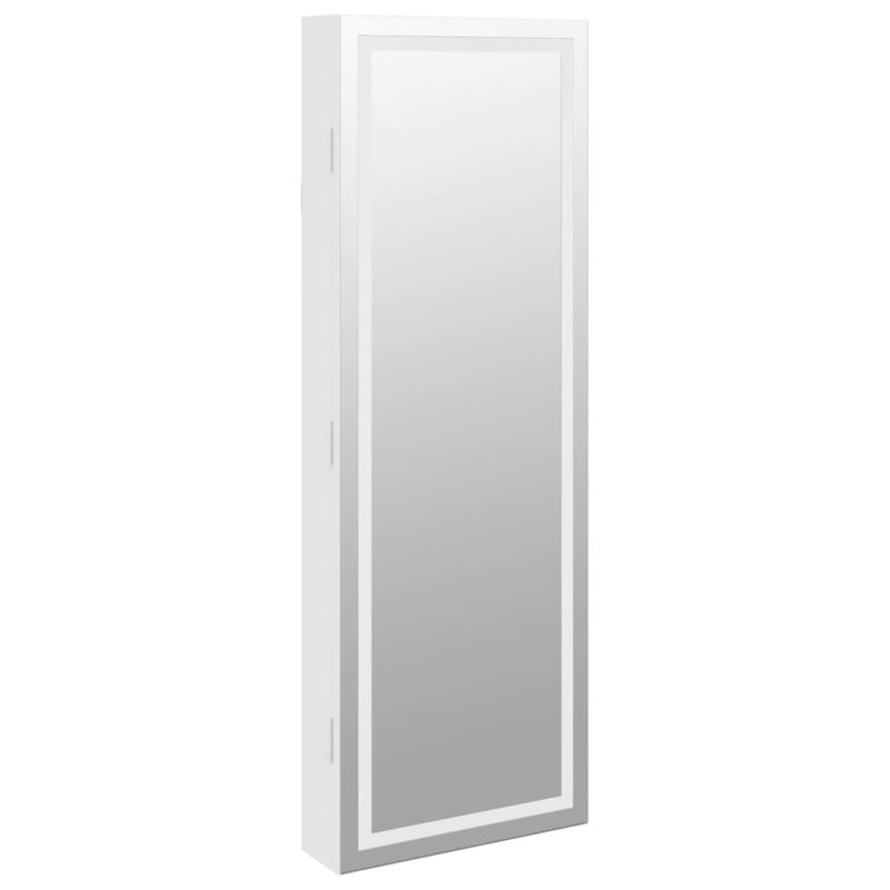 Zidni ormarić za nakit s LED svjetlima bijeli - Slika 4
