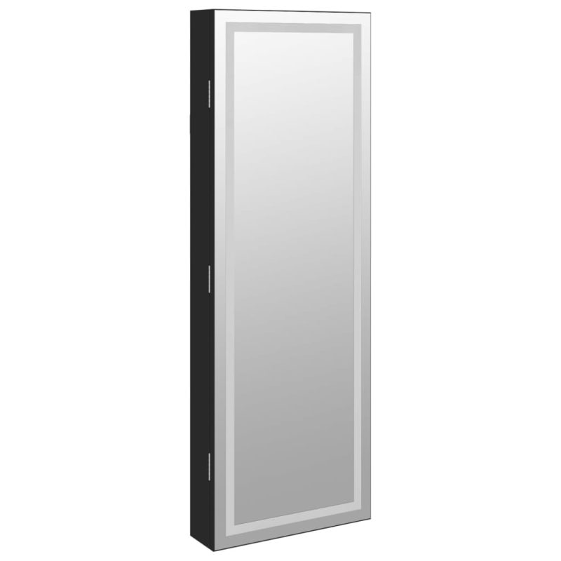 Zidni ormarić za nakit s LED svjetlima crni - Slika 4