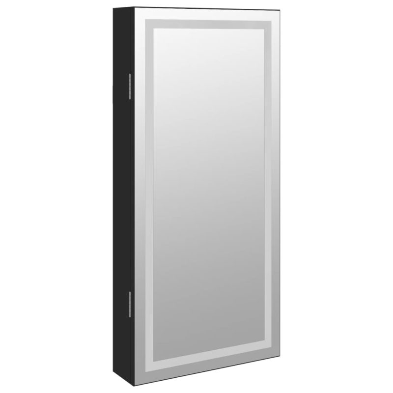 Zidni ormarić za nakit s LED svjetlima crni - Slika 4
