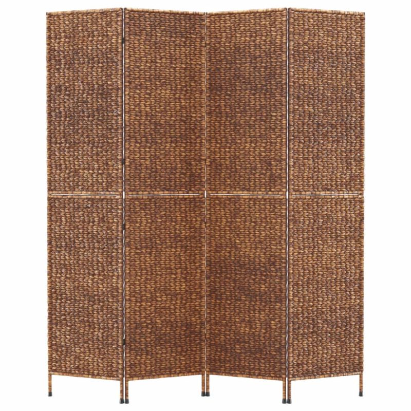 Sobna pregrada s 4 panela smeđa 163 x 180 cm od vodenog zumbula - Slika 3