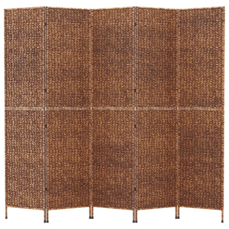 Sobna pregrada s 5 panela smeđa 205 x 180 cm od vodenog zumbula - Slika 3