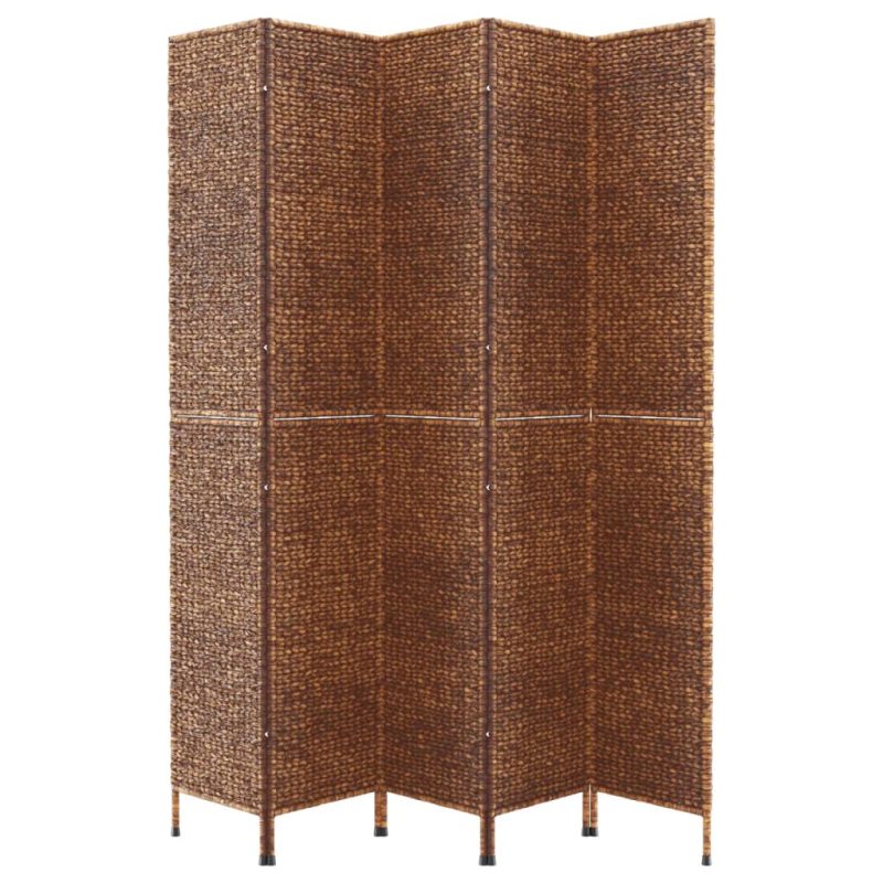 Sobna pregrada s 5 panela smeđa 205 x 180 cm od vodenog zumbula - Slika 4