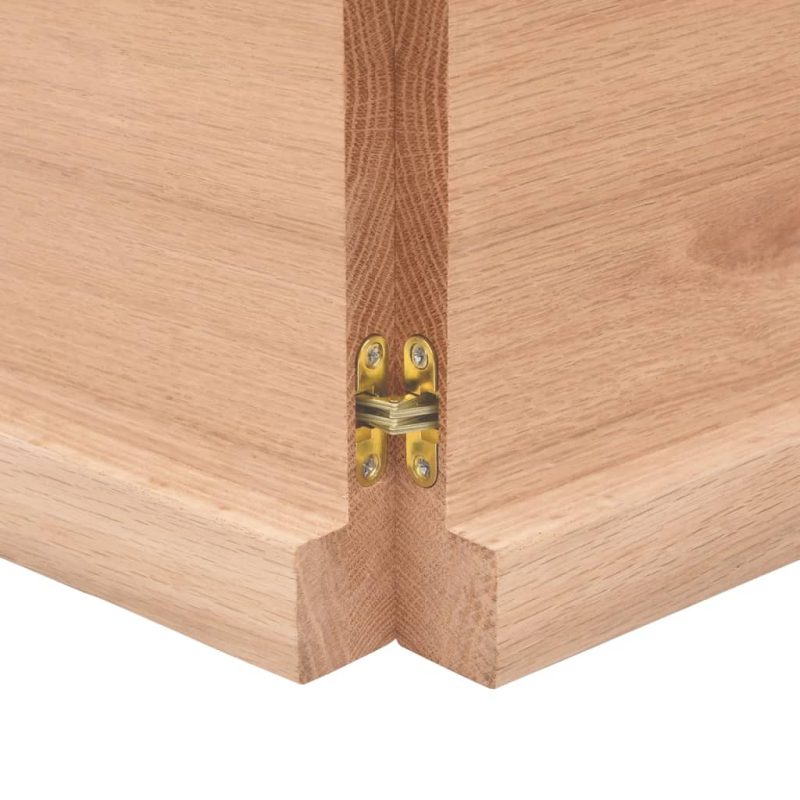 Zidna polica svjetlosmeđa 160x30x(2-4) cm obrađena hrastovina - Slika 3