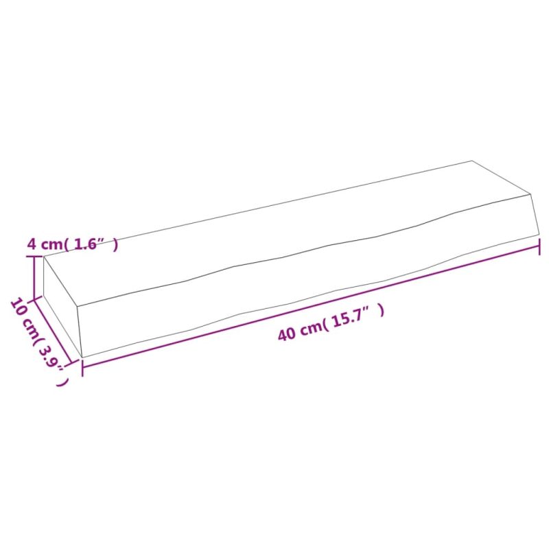 Zidna polica svjetlosmeđa 40 x 10 x 4 cm od obrađene hrastovine - Slika 4