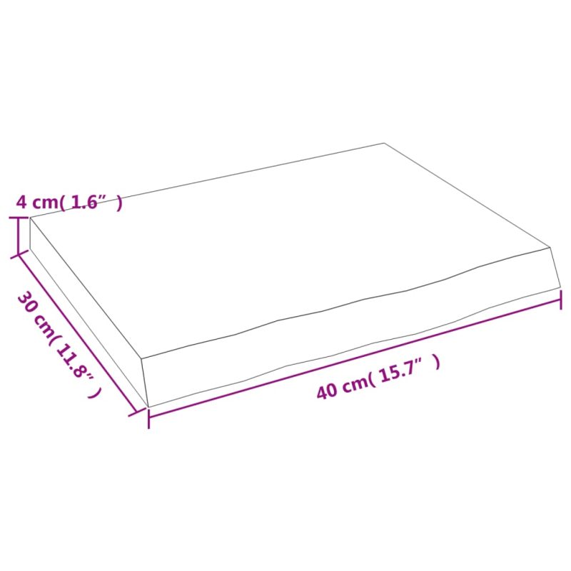 Zidna polica svjetlosmeđa 40 x 30 x 4 cm od obrađene hrastovine - Slika 4