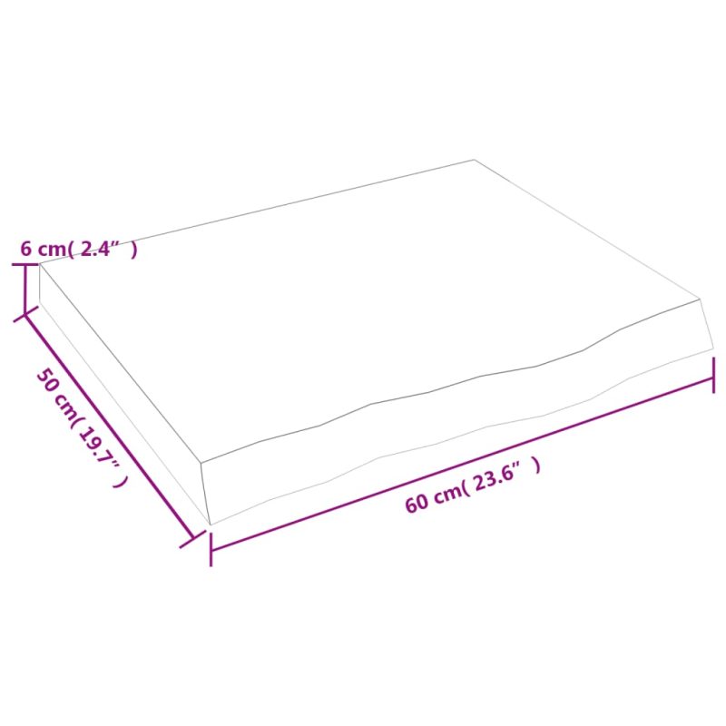 Zidna polica svjetlosmeđa 60 x 50 x 6 cm od obrađene hrastovine - Slika 4