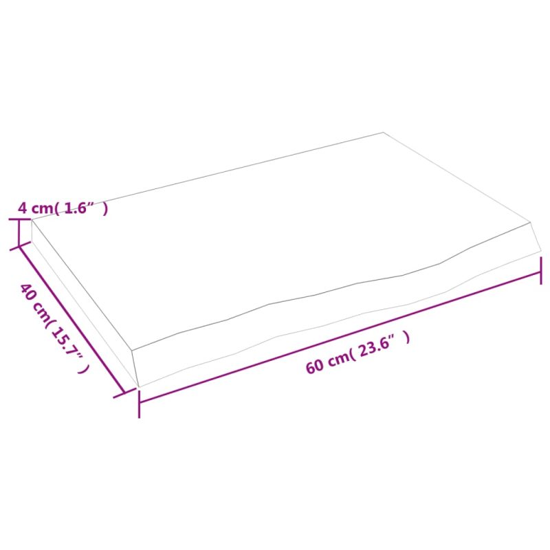 Zidna polica tamnosiva 60 x 40 x 4 cm od obrađene hrastovine - Slika 4