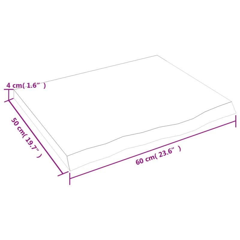 Zidna polica tamnosiva 60 x 50 x 4 cm od obrađene hrastovine - Slika 4
