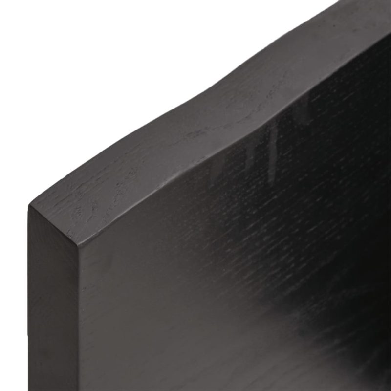 Zidna polica tamnosiva 80x10x4 cm od obrađene hrastovine - Slika 3
