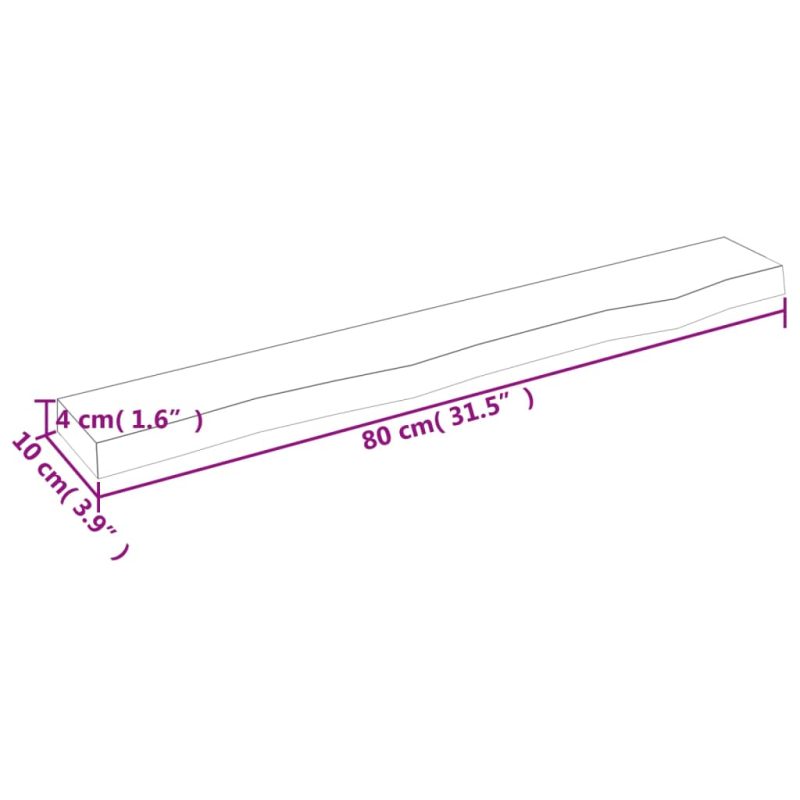 Zidna polica tamnosiva 80x10x4 cm od obrađene hrastovine - Slika 4