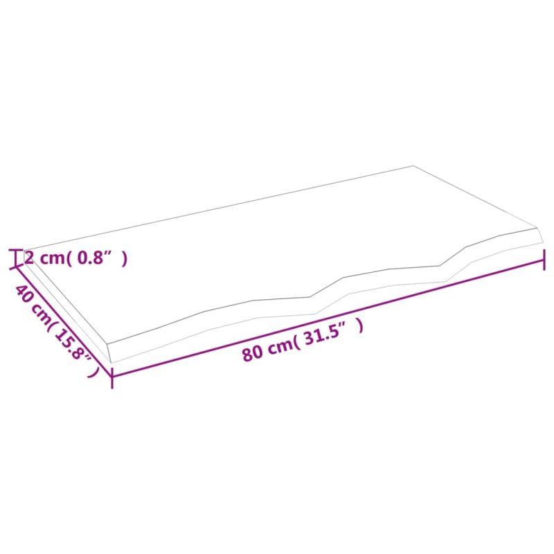 Zidna polica tamnosiva 80x40x2 cm od obrađene hrastovine - Slika 4