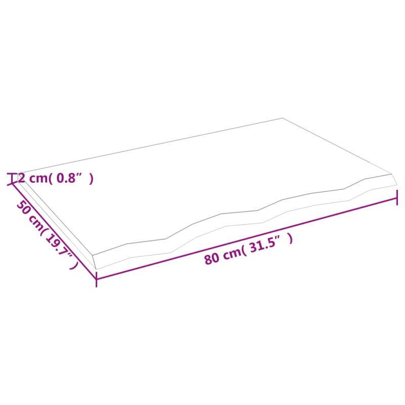 Zidna polica tamnosiva 80x50x2 cm obrađena masivna hrastovina - Slika 4
