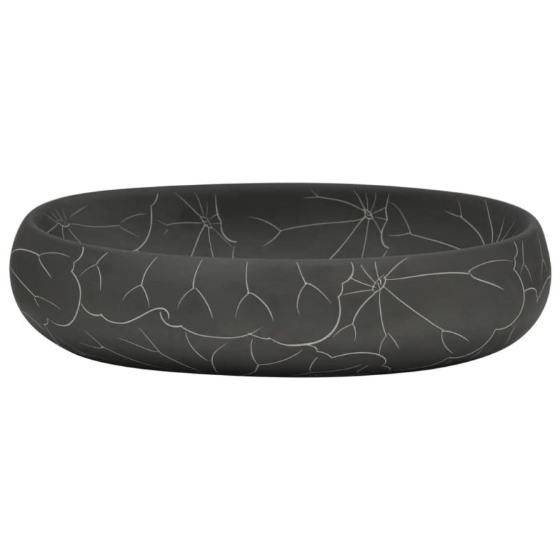 Nadgradni umivaonik crni ovalni 59x40x15 cm keramički - Slika 4