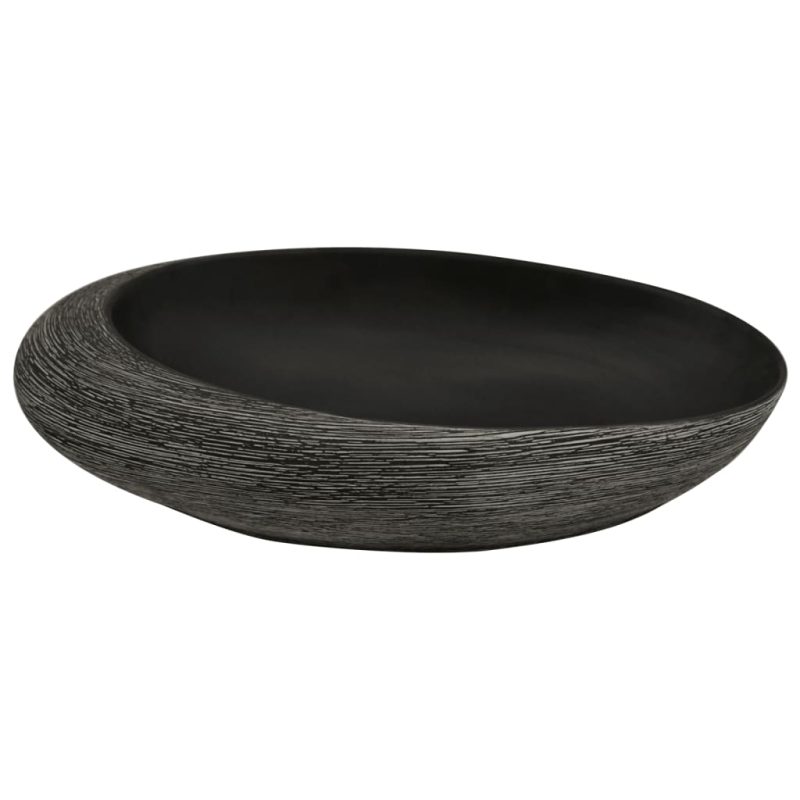 Nadgradni umivaonik sivo-crni ovalni 59x40x14 cm keramički - Slika 4